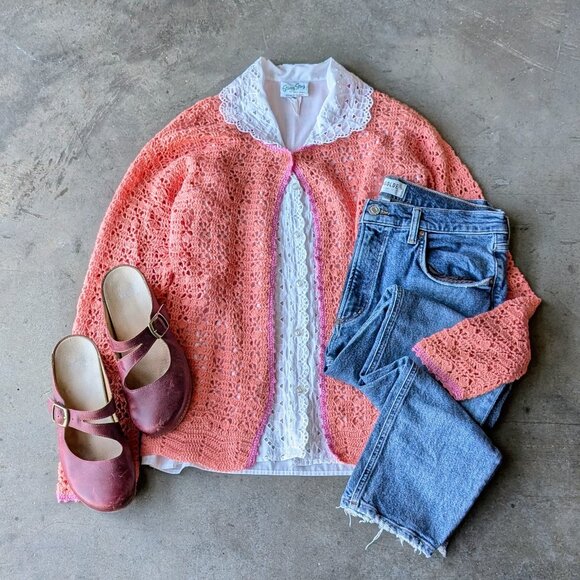 Vintage Stacy Stag of California White Eyelet Collared Sleeveless Top - Picture 1 of 9